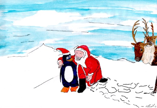 Cartoon: Pinguin als Weihnachtsmann (medium) by Stefan von Emmerich tagged weihnachtsmann