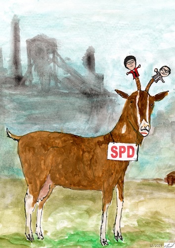 Cartoon: SPD Doppelspitze (medium) by Stefan von Emmerich tagged spd,doppelspitze,esken,walter,borjans,parteichefs,parteitag,pateien,mitgliedervotum