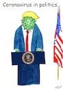 Cartoon: Donald Corona (small) by Stefan von Emmerich tagged cartoon corona virus donald trump karikatur coronavirus lyin king the lair tweets tonight vote him away in politics