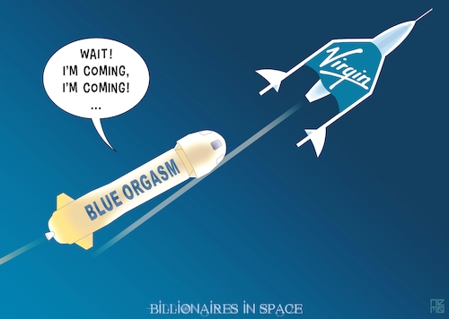 Cartoon: Billionaires in Space (medium) by NEM0 tagged us,uk,billionaire,business,virgin,amazon,blue,origin,new,shepard,rocket,richard,branson,jeff,bezos,space,nemo,nem0,us,uk,billionaire,business,virgin,amazon,blue,origin,new,shepard,rocket,richard,branson,jeff,bezos,space,nemo,nem0