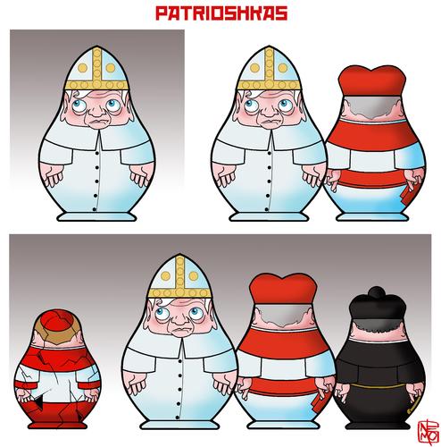 Cartoon: Patrioshkas (medium) by NEM0 tagged nemo,vatican,sinners,sinner,sins,sin,scandal,rome,repent,religious,religion,priests,priest,pope,clerical,atholic,abuse,child,xvi,16th,benedict,archbishop,apologies,church,catholics,catholic,apology