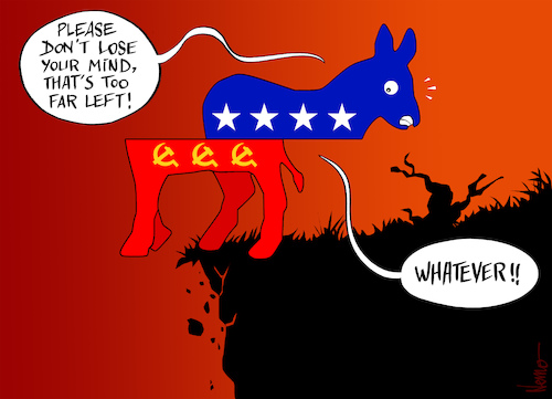 Cartoon: The Left goes Too Far Left (medium) by NEM0 tagged dnc,democrats,dems,liberals,left,leftie,leftists,social,socialist,communist,commie,coms,bernie,sanders,alexandria,ocasio,cortez,parties,divide,far,radical,radicalisation,opposition,policy,nemo,nem0,dnc,democrats,dems,liberals,left,leftie,leftists,social,socialist,communist,commie,coms,bernie,sanders,alexandria,ocasio,cortez,parties,divide,far,radical,radicalisation,opposition,policy,nemo,nem0