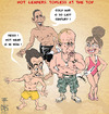 Cartoon: Topless at the top (small) by NEM0 tagged branding,communication,comunication,image,leader,leaders,obama,barack,world,palin,sarah,pr,putin,russia,sarkozi,topless,vladimir,sarkozy,nicolas,wan,dah