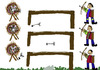 Cartoon: Hasenschießen (small) by silvan kani tagged pfeil,bogen,hasen,zielscheibe