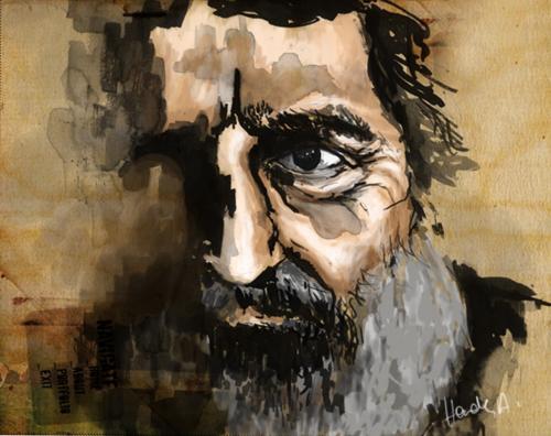 Cartoon: poet Can Yücel (medium) by handelizm tagged portrait