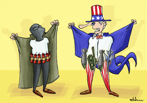 Cartoon: Terrorists (medium) by elihu tagged terrorism,bomb,war,usa