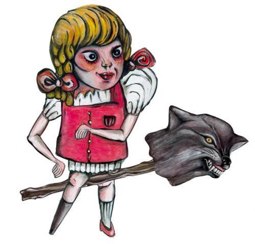 Cartoon: evil gretel (medium) by Battlestar tagged hänsel,gretel,märchen,fairytale,murderous,wolf,holzbein