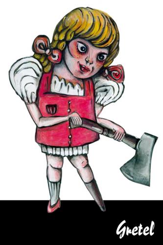 Cartoon: gretel kills (medium) by Battlestar tagged gretel,hänsel,märchen,fairytale,murderous,ax,axt,holzbein