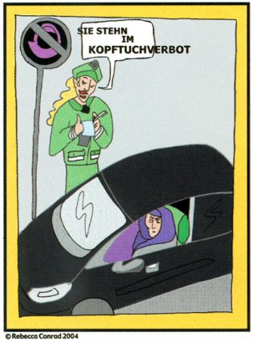 Cartoon: Kopftuchverbot (medium) by Battlestar tagged kopftuchverbot,kultur,kopftuch,religion,frau,islam,woman,headscarf,ban