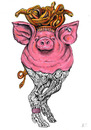 Cartoon: Medusa Pig (small) by Battlestar tagged illustration tiere tier animals animal schwein pig medusa skelett skeleton snake nature natur schlange bizarre fiction mix