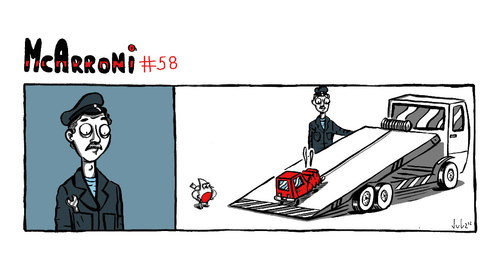 Cartoon: McArroni nr. 58 (medium) by julianloa tagged assistance,truck,tow,crash,driving,mcarroni