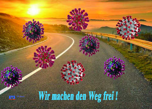 Cartoon: Wir machen den Weg frei (medium) by Kucki tagged corona,banken,kaptitalismus,weltvernutzung