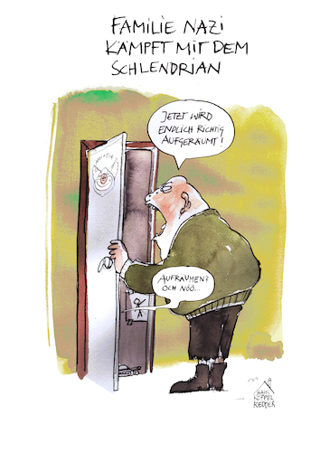 Cartoon: Aufräumen (medium) by Koppelredder tagged racism,nazi,aufräumen,rassismus,neonazi,kinder,kinderzimmer,erziehung,schlendrian,nazi,aufräumen,rassismus,neonazi,kinder,kinderzimmer,erziehung,schlendrian