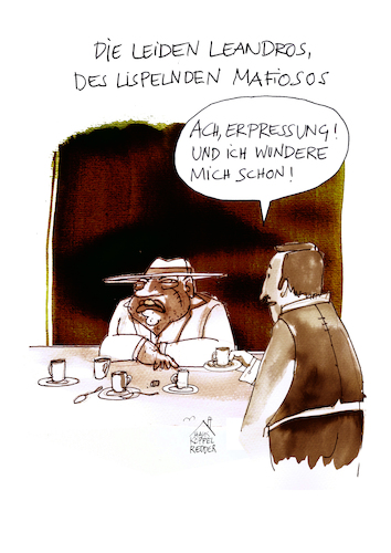 Cartoon: Espresso (medium) by Koppelredder tagged espresso,erpressung,mafia,italien,organisiertesverbrechen,bar,wirt,kaffee,cafe,espresso,erpressung,mafia,italien,organisiertesverbrechen,bar,wirt,kaffee,cafe