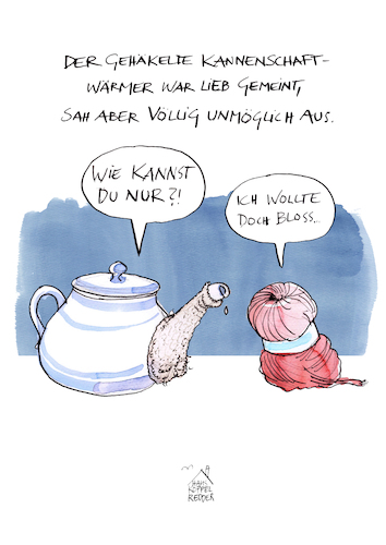 Cartoon: Können und Wollen (medium) by Koppelredder tagged kanne,wolle,können,wollen,wärme,tee,häkeln,stricken,garn,geschenk,missverständnis,kanne,wolle,können,wollen,wärme,tee,häkeln,stricken,garn,geschenk,missverständnis