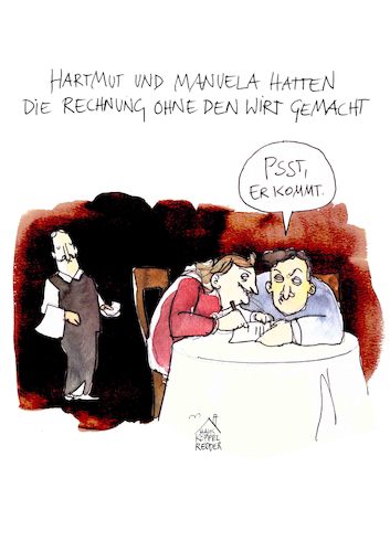 Cartoon: Rechnung (medium) by Koppelredder tagged rechnung,bezahlen,wirt,restaurant,geld,math2022,rechnung,bezahlen,wirt,restaurant,geld