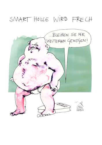 Cartoon: Waage (medium) by Koppelredder tagged waage,höflichkeit,frechheit,gewicht,smarthouse,ki,übergewicht,waage,höflichkeit,frechheit,gewicht,smarthouse,ki,übergewicht