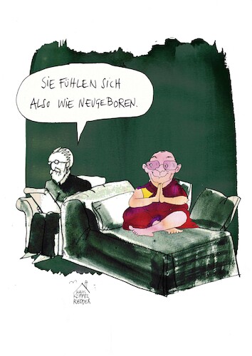 Cartoon: Wiedergeburt (medium) by Koppelredder tagged wiedergeburt,buddhismus,inkarnation,dalailama,tibet,sigmundfreud,freud,psychoanalyse,gefühle,wiedergeburt,buddhismus,inkarnation,dalailama,tibet,sigmundfreud,freud,psychoanalyse,gefühle