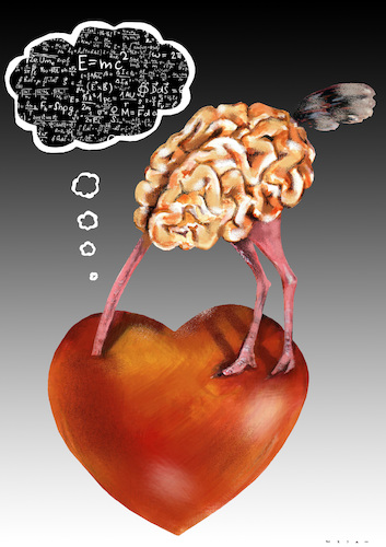 Cartoon: heart and brain (medium) by Wesam Khalil tagged math2022