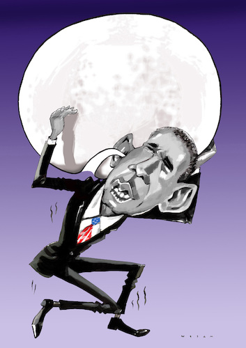 Cartoon: Obama (medium) by Wesam Khalil tagged obama