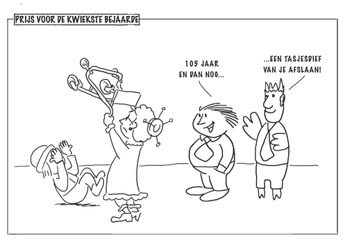 Cartoon: De kwiekste bejaarde (medium) by marinus tagged prit,en,prat,reiken,de,prijs,uit,voor,kwiekste,bejaarde