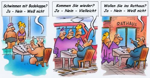 Cartoon: Abschaffung Wahlcomputer (medium) by HSB-Cartoon tagged wahlen,wahl,politik,computer,wahlcomputer,schwimmbad,rathaus,politiker,eisenbahn,wähler,wahlleiter