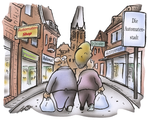 Cartoon: Automatenstadt (medium) by HSB-Cartoon tagged automatenladen,einzelhandel,automatenshop,automatengeschäft,automatiscch,innenstadt,leerstand,leerstände,fussgängerzone,einkaufverhalten,fußgängerzone,geschäftsaufgabe,ladenschließung,innenstadtbelebung,neuerööffnung,getränkkeautomat,lebensmittelautomat,einnkaufsautomat,shoppen,shopping,attraktivität,cartoon,karikatur,pressezeichner,handel,verkauf,verkäufer,verkaufstrategie,personaleinsparung,personalabbau,automatenladen,einzelhandel,automatenshop,automatengeschäft,automatiscch,innenstadt,leerstand,leerstände,fussgängerzone,einkaufverhalten,fußgängerzone,geschäftsaufgabe,ladenschließung,innenstadtbelebung,neuerööffnung,getränkkeautomat,lebensmittelautomat,einnkaufsautomat,shoppen,shopping,attraktivität,cartoon,karikatur,pressezeichner,handel,verkauf,verkäufer,verkaufstrategie,personaleinsparung,personalabbau