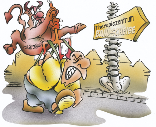 Cartoon: Bandscheibenvorfall (medium) by HSB-Cartoon tagged bandscheibe,bandscheibenvorfall,rücken,rückenschmerz,rückenschmerzen,behandlung,arzt,therapie,rückenleiden,volkskrankheit,krankheit,wirbel,wirbelsäule,teufel,arztbesuch,satan,diablo,therapiezentrum,krankenhaus,reha,rehabehandlung,herniated,disc,lumbar,arztcartoon,bandscheibe,bandscheibenvorfall,rücken,rückenschmerz,rückenschmerzen,behandlung,arzt,therapie,rückenleiden,volkskrankheit,krankheit,wirbel,wirbelsäule,teufel,arztbesuch,satan,diablo,therapiezentrum,krankenhaus,reha,rehabehandlung,herniated,disc,lumbar,arztcartoon