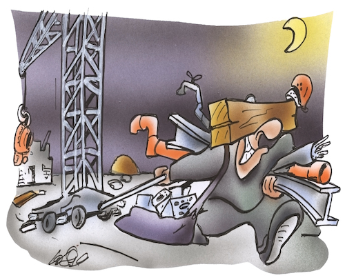 Cartoon: Baustellendiebstahl (medium) by HSB-Cartoon tagged bau,baustelle,hausbau,diebstahl,bauwerkzeug,diebb,verbrecher,hehler,hehlerware,baustoffe,baumaterial,baustellensicherheit,überwachung,klauen,handwerk,einfamilienhaus,bauplatz,bau,baustelle,hausbau,diebstahl,bauwerkzeug,diebb,verbrecher,hehler,hehlerware,baustoffe,baumaterial,baustellensicherheit,überwachung,klauen,handwerk,einfamilienhaus,bauplatz