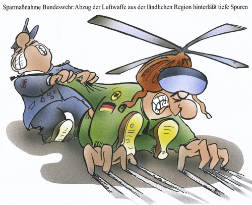 Cartoon: Bundeswehrsparplan (medium) by HSB-Cartoon tagged bw,bundeswehr,heer,heeresflieger,general,soldat,hubschrauber,cartoon,karikatur,airbrush,bw,bundeswehr,hubschrauber,soldat