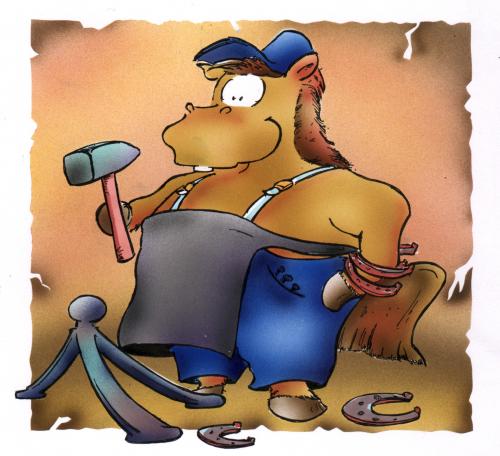 Cartoon: Comicfigur Bob (medium) by HSB-Cartoon tagged pferd,comicfigur,schmied,,pferd,schmied,comicfigur,huf,hufeisen,stahl,stall,schmieden,ofen,erwärmen