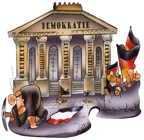 Cartoon: Demokratie (medium) by HSB-Cartoon tagged demokratie,demkraten,reichsbürger,verfassung,bürger,staat,regierung,regierungsform,meinungsfreiheit,cartoon,demokratie,demkraten,reichsbürger,verfassung,bürger,staat,regierung,regierungsform,meinungsfreiheit,cartoon