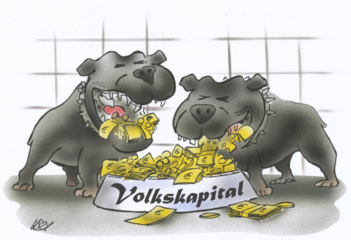 Cartoon: den Hunden zu Fraß (medium) by HSB-Cartoon tagged gog,food,money,cartoon,caricature,airbrush,volk,geld,hund,kampfhunde,kampfhunde,hund,geld,volk,tiere