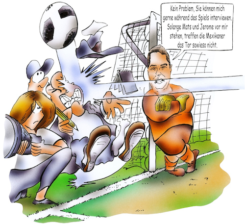 Cartoon: Deutschland vs Mexiko (medium) by HSB-Cartoon tagged wm,weltmeister,weltmeisterschaft,fussballweltmeisterschaft,fußballweltmeisterschaft,fussball,fußball,manuel,neuer,jerome,boateng,mats,hummels,sportreporter,fußballreporter,fußballspiel,russland,world,championship,fifa,nationalmannschaft,team,nationalteam,dfb,länderspiel,fussballcartoon,germany,cartoon,cartoonzeichner,cartoonist,wm,weltmeister,weltmeisterschaft,fussballweltmeisterschaft,fußballweltmeisterschaft,fussball,fußball,manuel,neuer,jerome,boateng,mats,hummels,sportreporter,fußballreporter,fußballspiel,russland,world,championship,fifa,nationalmannschaft,team,nationalteam,dfb,länderspiel,fussballcartoon,germany,cartoon,cartoonzeichner,cartoonist