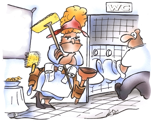 Cartoon: Die Toilettenfrau (medium) by HSB-Cartoon tagged toiklette,toilettenfrau,wc,reinigungskraft,bedürfnisanstalt,bedürfnis,klo,toilettenanlage,wyatt,earp,reinigungsmittel,wischmob,pinkelbecken,toiklette,toilettenfrau,wc,reinigungskraft,bedürfnisanstalt,bedürfnis,klo,toilettenanlage,wyatt,earp,reinigungsmittel,wischmob,pinkelbecken