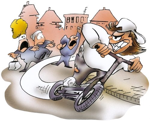 Cartoon: E scooter (medium) by HSB-Cartoon tagged escooter,elektroroller,straßenverkehr,elektrofahrzeug,gehweg,bürgersteig,fußgängerzone,fahrzeug,fun,kids,jugendliche,cartoon,cartoonzeichner,verkehrsdebatte,verkehrsordnung,verkehrsregeln,rücksichtnahme,hsbcartoon,escooter,elektroroller,straßenverkehr,elektrofahrzeug,gehweg,bürgersteig,fußgängerzone,fahrzeug,fun,kids,jugendliche,cartoon,cartoonzeichner,verkehrsdebatte,verkehrsordnung,verkehrsregeln,rücksichtnahme,hsbcartoon