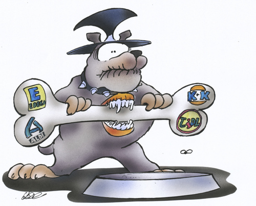 Cartoon: Einkaufszentrum (medium) by HSB-Cartoon tagged discounter,einkaufen,geschäft,hund,politik,politiker,knochen,fraß,fressen,aldi,kk,lidl,edeka,strotmann,bussiness,gemeinde,komunne,stadt,nahversorger,nahversorgung,cartoon,hsb,airbrush,discounter,einkaufen,geschäft,fressen,tiere,supermarkt,handel,verkauf