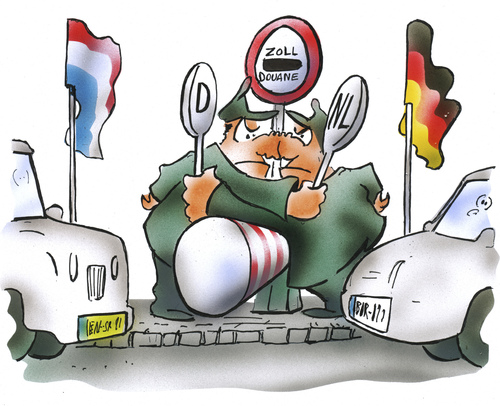 Cartoon: Europagrenze (medium) by HSB-Cartoon tagged grenze,grezverkehr,zoll,douane,grenzkontrolle,grenzwächter,europa,eu,deutschland,neiderland,schlagbaum,grenze,grezverkehr,zoll,douane,grenzkontrolle,grenzwächter,europa,eu,deutschland,neiderland,schlagbaum