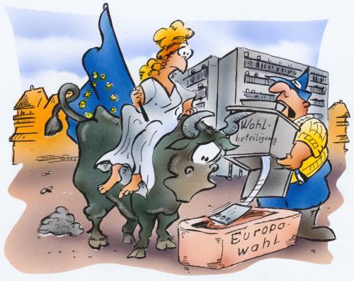 Cartoon: Europawahl (medium) by HSB-Cartoon tagged europa,europawahl,wahl,waehler,wahlbeteiligung,politik,stier,politik,wahl,wahlen,europa,europawahl,eu,politiker,abgeordnete,europawahlen,europäische union,mehrheit,wähler,europäische,union,wahlbeteiligung