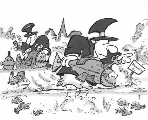 Cartoon: Fischbesatz (medium) by HSB-Cartoon tagged fische,natur,fluss,gewaesser,angeln,fischbesatz