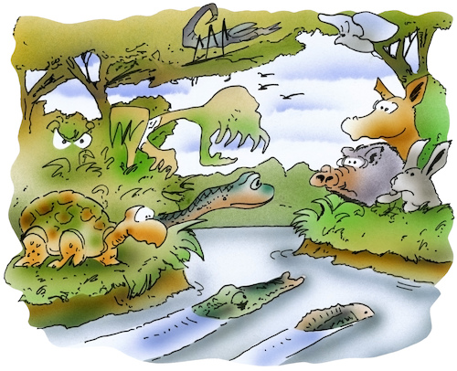 Cartoon: Flora und Fauna (medium) by HSB-Cartoon tagged animals,crocodile,deer,dschungle,exotic,scorpion,snake,turtle,afrika,airbrush,ausland,cartoon,dschungel,erderwärmung,exotisch,fauna,fledermaus,flora,fremd,hase,heimisch,hsb,hsbc,hsbcartoon,illustration,inland,karikatur,klima,klimawandel,krokodil,natur,reh,schildkröte,schlange,skorpion,temperatur,tier,tierarten,umwelt,wildschwein,zuwanderung,animals,crocodile,deer,dschungle,exotic,scorpion,snake,turtle,afrika,airbrush,ausland,cartoon,dschungel,erderwärmung,exotisch,fauna,fledermaus,flora,fremd,hase,heimisch,hsb,hsbc,hsbcartoon,illustration,inland,karikatur,klima,klimawandel,krokodil,natur,reh,schildkröte,schlange,skorpion,temperatur,tier,tierarten,umwelt,wildschwein,zuwanderung