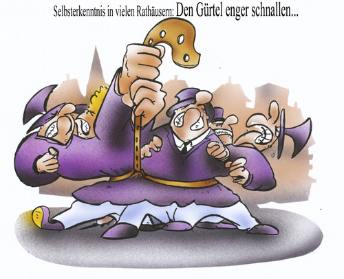 Cartoon: Gürtel enger schnallen (medium) by HSB-Cartoon tagged haushalt,geld,finanzen,wirtschaft,schulden,überschuldung,nkf,kommune,rathaus,ratsherr,stadt,stadtkasse,lokalpolitik,lokalpolitiker,kämmerer,politik,airbrush,haushalt,finanzen,geld,schulden,überschuldung,kommune,nkf