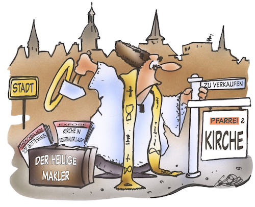 Cartoon: Kirchenschließungen (medium) by HSB-Cartoon tagged kirche,kirchenschließung,kirchenverkauf,kirchennutzung,umnutzung,pastor,prister,pfarrer,pfarrei,pfarramt,kirchengemeinde,dom,kathedrale,probstei,diakon,vikar,dechant,dechanei,hausverkauf,immobilie,immobilienmarkt,zwangsräumung,klerus,pfarrgemeindebeirat,kirchenvorstand,kirche,kirchenschließung,kirchenverkauf,kirchennutzung,umnutzung,pastor,prister,pfarrer,pfarrei,pfarramt,kirchengemeinde,dom,kathedrale,probstei,diakon,vikar,dechant,dechanei,hausverkauf,immobilie,immobilienmarkt,zwangsräumung,klerus,pfarrgemeindebeirat,kirchenvorstand