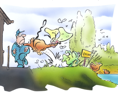 Cartoon: Naturschutzgebiet (medium) by HSB-Cartoon tagged natur,naturschutz,hund,mensch
