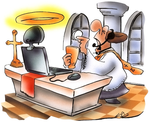 Cartoon: online Gottesdienst (medium) by HSB-Cartoon tagged videogottesdienst,messe,heilig,gottesdienst,onlinegottesdienst,onlinemesse,pastor,pfarrer,gotteshaus,kirche,katholisch,evangelisch,vikar,diakon,wandlung,segen,beten,gebet,kirchendienst,covid19,coronavirus,altar,messebesucher,glaube,gläubige,internet,videoübertragung,onlineübertragung,heiligenschein,laptop,pc,videokamera,internetübertragung,lifestream,skype,zoom,cartoon,cartoonzeichner,videogottesdienst,messe,heilig,gottesdienst,onlinegottesdienst,onlinemesse,pastor,pfarrer,gotteshaus,kirche,katholisch,evangelisch,vikar,diakon,wandlung,segen,beten,gebet,kirchendienst,covid19,coronavirus,altar,messebesucher,glaube,gläubige,internet,videoübertragung,onlineübertragung,heiligenschein,laptop,pc,videokamera,internetübertragung,lifestream,skype,zoom,cartoon,cartoonzeichner