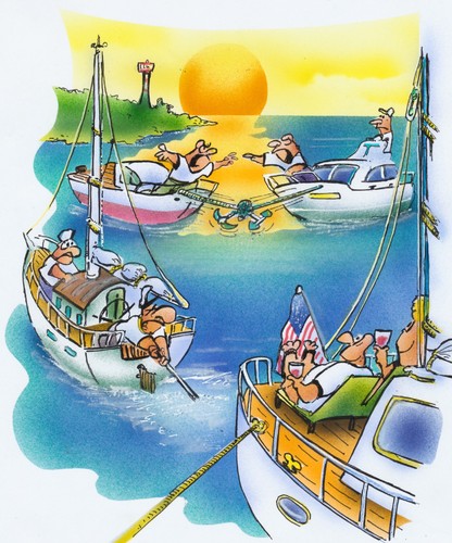 Cartoon: relax (medium) by HSB-Cartoon tagged sea,ocean,sailing,sailboat,ship,boat,relax,boote,boot,schiffe,segeln,yacht,segelyacht,meer,urlaub,ferien,freizeit,streit,nachbarn,nachbarschaft