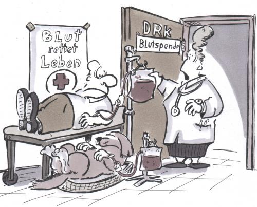 Cartoon: Rückgang der Blutspender (medium) by HSB-Cartoon tagged blutspender,hund,drk,,blutspender,hund,drk,blut,blutkonserve,blutgruppe,leben,krankenhaus,gesundheit,rotes kreuz,rettung,rückgang,rotes,kreuz