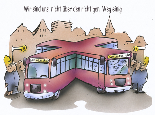 Cartoon: Schulwahl (medium) by HSB-Cartoon tagged schule,schulwahl,schulbus,sekundarschule,gesamtschule,gemeinschaftsschule,schüler,schulweg,cartoon,karikatur,airbrush,schule,schulwahl,schulbus,sekundarschule,gesamtschule,gemeinschaftsschule,schüler,schulweg