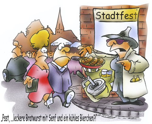 Cartoon: Schwarzgastronomie (medium) by HSB-Cartoon tagged gastronomie,essen,trinken,getränk,bratwurst,schwarzarbeit,schwarzgastronomie,schwarzarbeiter,hehler,hehlerware,lebensmittel,currywurst,grill,grillwurst,schmuggel,schmuggler,illegal,strassenverkäufer,bier,bierfass,alkohol,verkauf,handel,handelsverbot,kunde,stadtfest,feste,gastronomie,essen,trinken,getränk,bratwurst,schwarzarbeit,schwarzgastronomie,schwarzarbeiter,hehler,hehlerware,lebensmittel,currywurst,grill,grillwurst,schmuggel,schmuggler,illegal,strassenverkäufer,bier,bierfass,alkohol,verkauf,handel,handelsverbot,kunde,stadtfest,feste