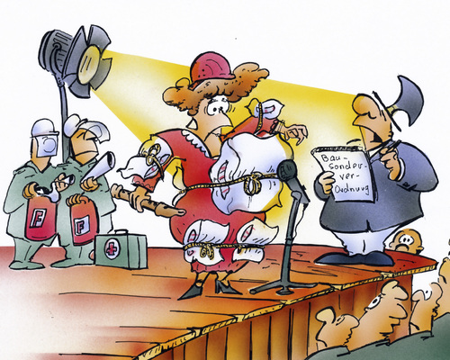 Cartoon: Sicherheit auf der Bühne (medium) by HSB-Cartoon tagged bühne,stage,sicherheit,musik,konzert,verwaltung,blockflöte,sänger,sängerin,solist